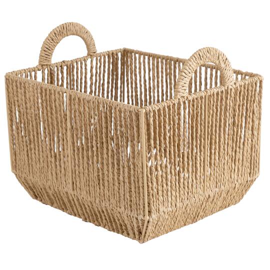 Simplify Large Vertical Weave Storage Basket with Round Handles